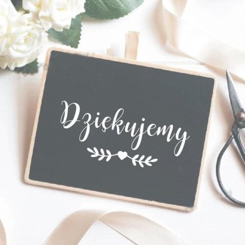 Cards and Gifts Vinyl Decal Wedding Thank You Texts Decals Wedding Box Cards Stickers Polish Language Text Vinyl Wall Mural