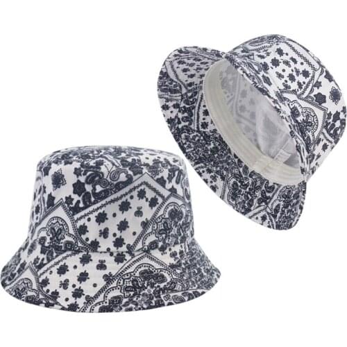 F2020 Vintage Hip Hop Paisley Bucket Hats Black Navy Chapeau Femme Caps Gorro Bucket Mens
