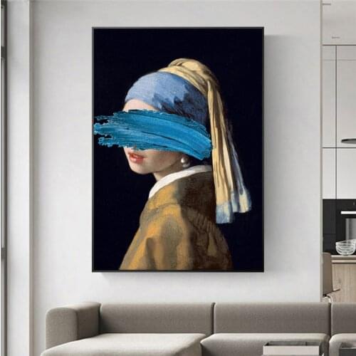 The Girl with A Pearl Earring Canvas Paintings Reproductions Famous Artwork By Jon Pop Art Posters Wall Pictures for Home Decor
