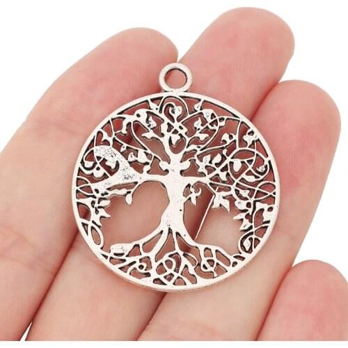 20 x Tibetan Silver Large Tree Life Round Charms Pendants Double Sided for Necklace Jewelry Making Findings 35mm