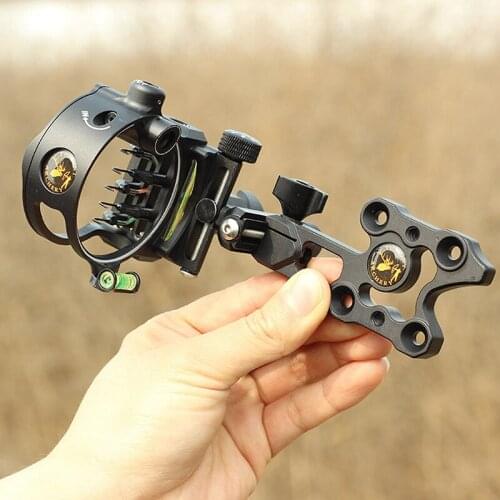 Archery arrow Bow Sight 5-Pin Fiber Optics Bow Sight five-needle aiming for Recurve/Compound Bows Archery Hunting
