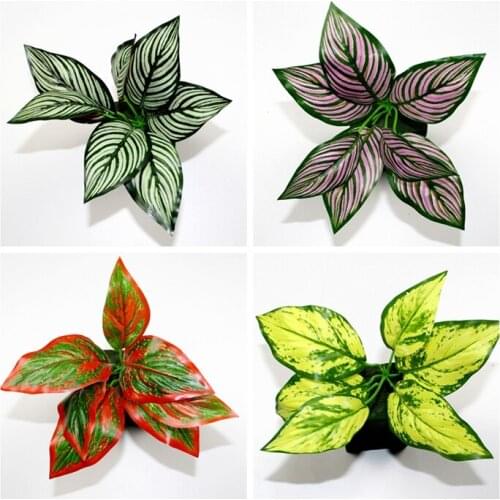 Selling 1PCS (5Colors ) Plants leaves Plastic Simulation Wedding Home Party Decoration Flower Spring Grass DIY Home Floral Decor