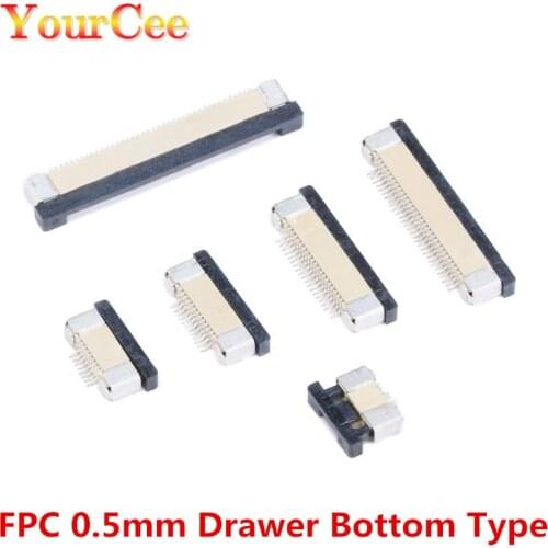 10PCS/Lot FPC Connector Socket FPC 0.5mm Drawer Bottom Contact Type 4P 6P 8P 10P 12P 14P 16P 18P 20P 24P 26P 30P 32P 34P 40P