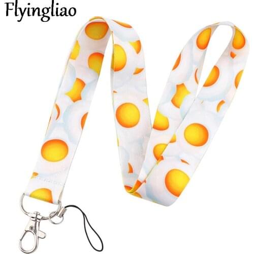 Egg Yolk Neck Strap Lanyards ID badge card holder keychain Mobile Phone Strap Gift Ribbon webbing necklace
