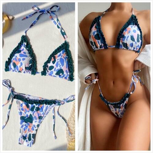 Sexy Bikini 2021 Pleated Bandeau Women swimsuit Push up Bikini Women Swimwear Thong Biquinis Feminino Micro Bikini sets -BK003