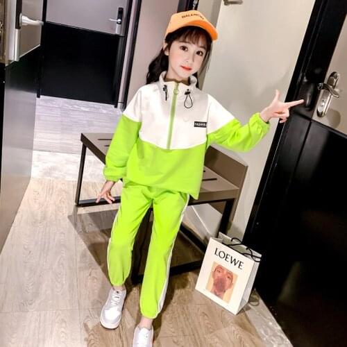 Girls Spring Autumn Sport Suits 2021 New Childrens Cotton Clothes Casual Zipper Jacket and Pants 2PCS Korean Fashion Tracksuits