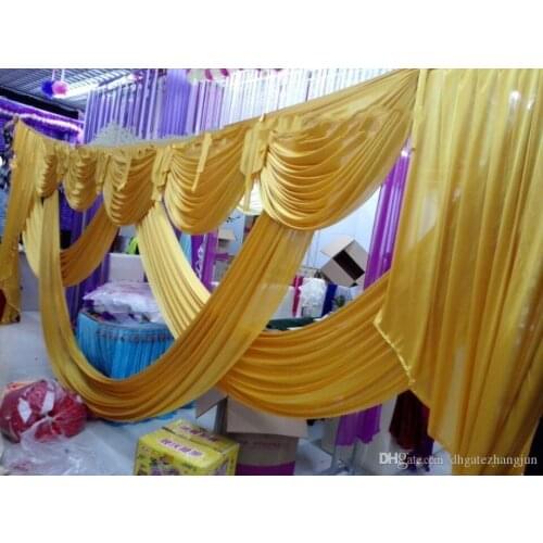 6 meter length wedding backdrop party decoration ice silk fabric drapery gold swag stage background drape curtain backdrop swags