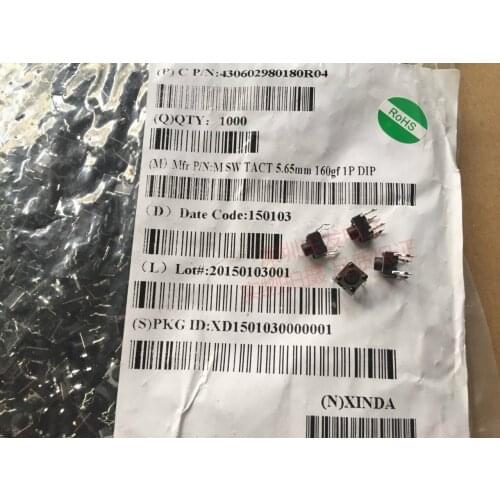 Taiwan Fuhua 6*6*5.65 Tact Switch Micro Move Button Vertical Button Copper Foot Straight 4 Feet