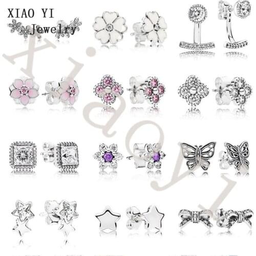XIAOYI 100% s925 2020 Spring butterflies star peach flower garden fashion earrings give girlfriend quality Wedding gift female