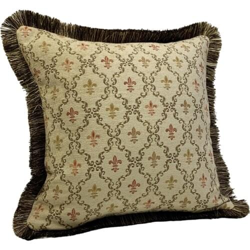 Vintage Soft Chenille Woven Jacquard Light Yellow Sofa Cushion Cover Heavy Decorative Pillow Case Decoration Home 45 x 45 cm