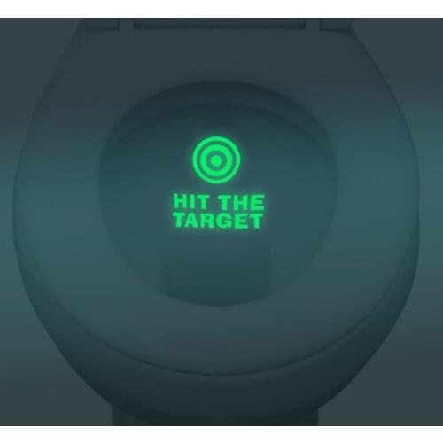 Funlife Luminous HIT THE TARGET Waterproof Toilet Bathroom Sticker Funny Decals Warn For Public Toilet Seat Sign Reminder Quote