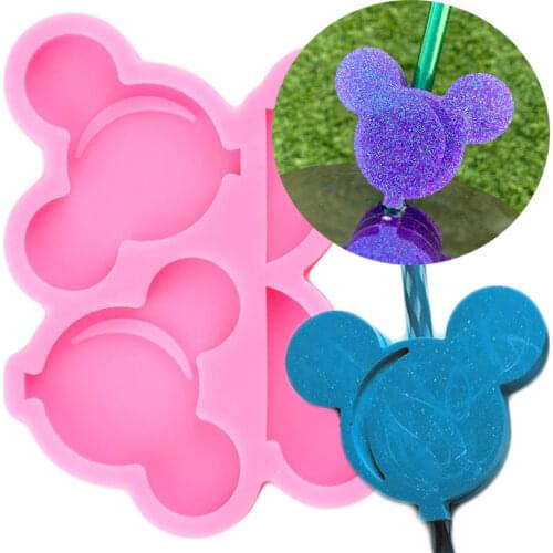 Balloon Mouse Head Straw Topper Silicone Mold Fondant Cake Decorating Tools Keychain Epoxy Resin Mold Candy Clay Chocolate Mould