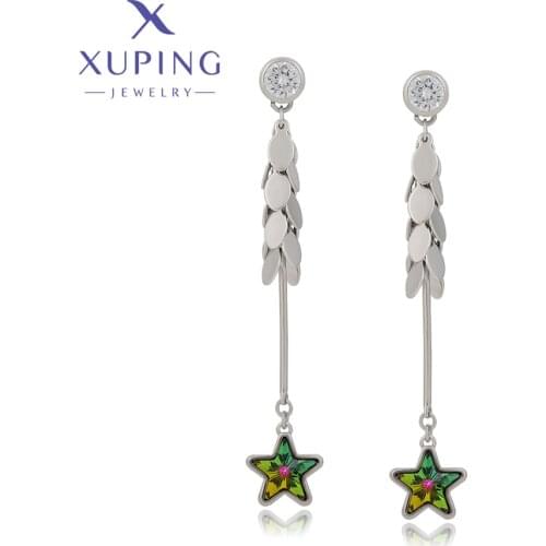 Xuping Jewelry Newest Elegant Shining Stars Shaped Crystals Dangle Earrings for Women A00614567