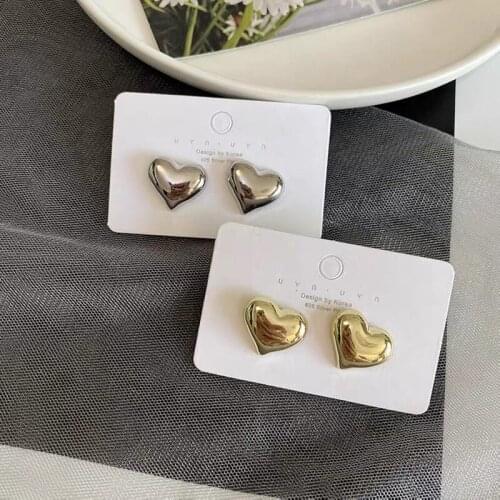 VENTFILLE 925 Silver Earrings Women Hollow Metal Heart Stud Earrings Love earrings European and American retro earrings