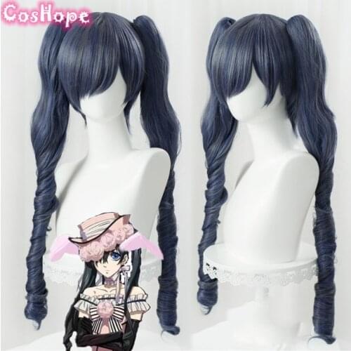 Ciel Phantomhive Cosplay Black Butler Cosplay Women Long Grey Blue Wig Cosplay Anime Cosplay Wig Heat Resistant Synthetic Wigs