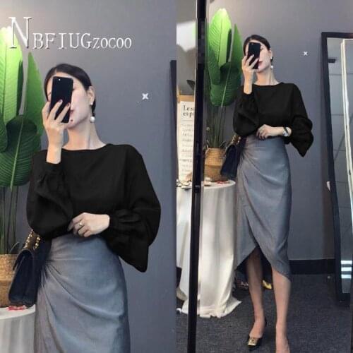 Burgundy Blouse+ Grey Skirt White Blouse+Grey Skirt Women Sets Office Lady Female Sets