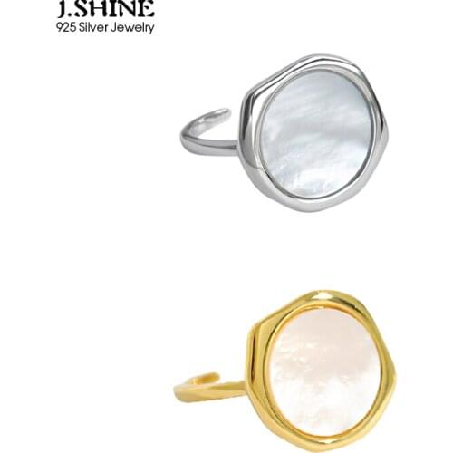 JShine Korean Style S925 Sterling Silver Ring Geometric Round Shell Open Thin Ring 100% Siver 925 Rings for Party Accessories