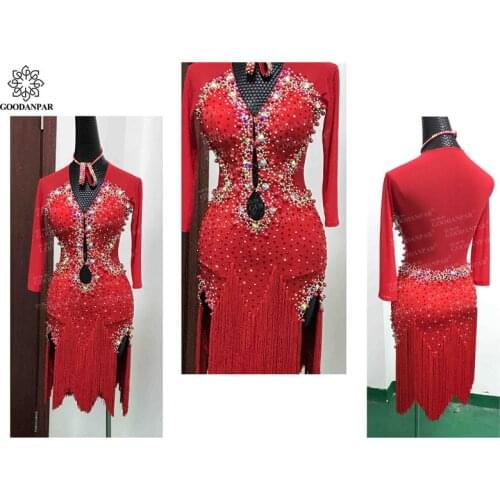 Latin dance dress women vestiti da ballo latino donna latin dance competition dresses Red dress latin dancing competition