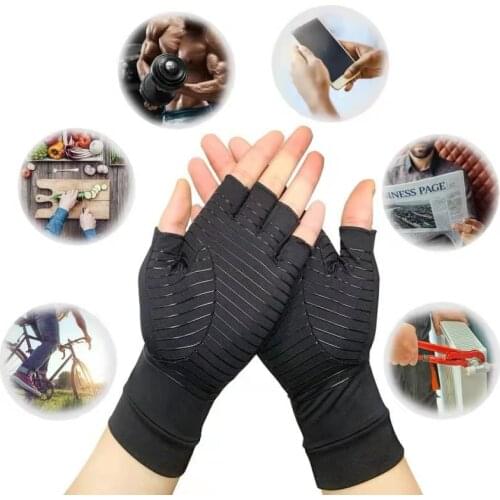 1 Pair Compression Arthritis Gloves Joint Pain Relief Half Finger Brace Therapy Wrist Support Anti-slip Therapy Gloves Women Men