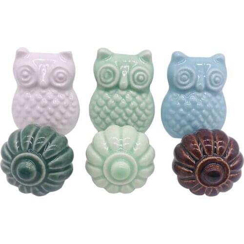 1pcs Solid Ceramic Handle Cabinet Knob and Pull Euro-Furniture Drawer Door Handle Owl Pumpkin Cartoon Closet Door Handle Pulls