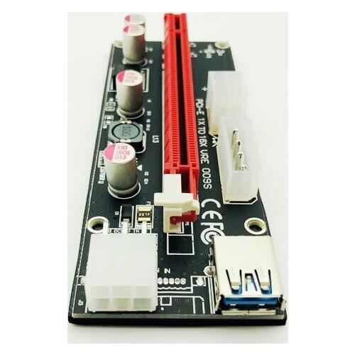10pcs NEW PCIE 1x to 16X PCI Express PCI-E 009S Molex 6pin Power Supply Adapter SATA to USB 3.0 Cable Riser Card for BTC Mining