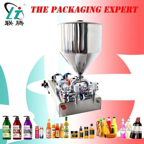 1000ml Model Liquid Paste Filling Machine Pneumatic Semi Tomato Sauce Filler Double Heads Cylinders Shampoo Lotion Cream Piston