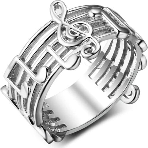 2021 Fine Design Women Rings Fashion Art Music Note Staff Hollow Alloy Charms Finger Rings Unisex Birthday Gift Accessories