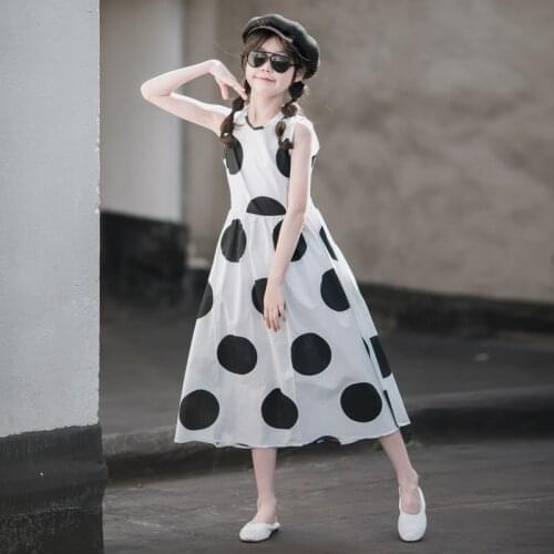 4 To 16 Years,100% Cotton 2021 New Kids Summer Clothes Mommy and Daughter Dress Dot Fashion Teen Midi Dress Girls Sundress,#6091