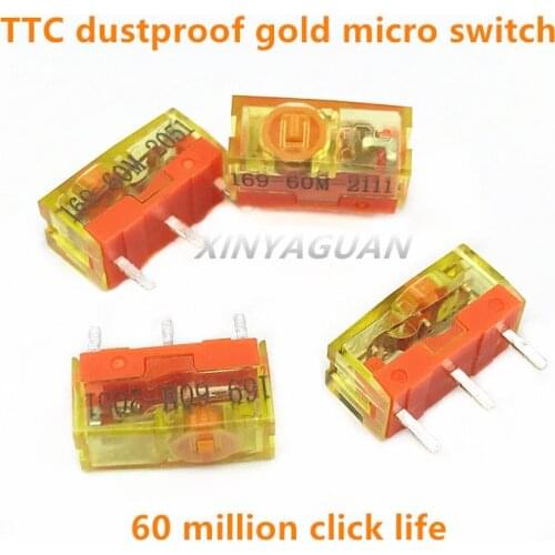 4Pcs TTC Dustproof gold mouse micro switch 60 millions click lifetime 3pin gold alloy contact Button Compatible D2FC-F-K (50M)