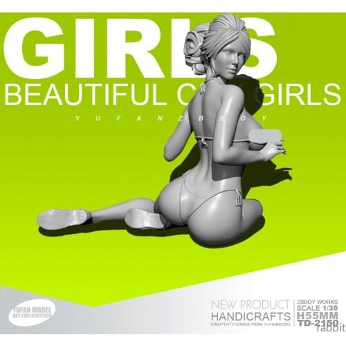 55mm Resin Kits GIRLS Beach Girl Resin Beauty Self-assembled TD-2150