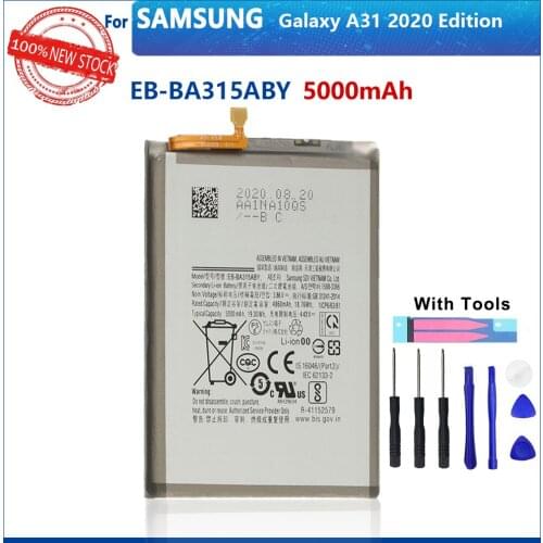 100% Original 5000mAh EB-BA315ABY Battery For Samsung Galaxy A31 2020 Phone Battery With Tools+Tracking number