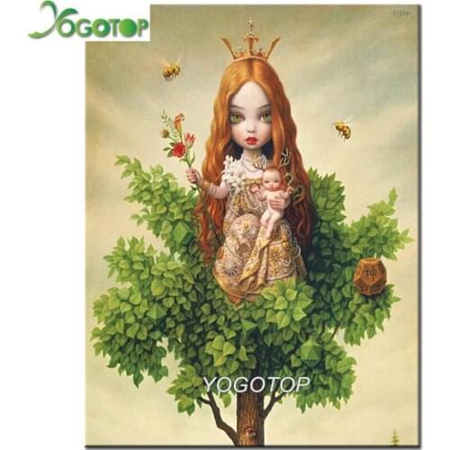 Tree Full Diamond Embroidery rhinestone crystal angels girl fairy 5D Diy Diamond Painting Cross Stitch Mosaic Wall Art YY1788