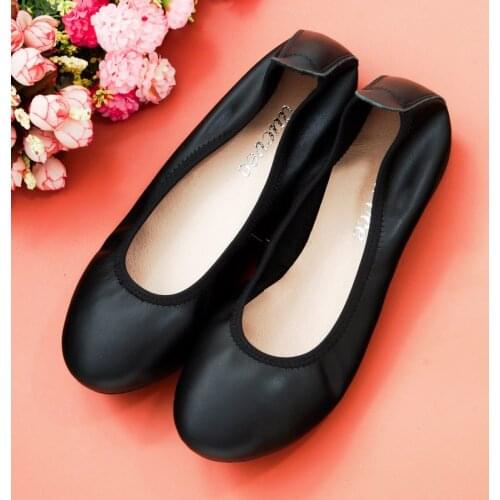 AUCVEE 19 Colors Women Shoes Slip On Woman Ballerinas Big Size 34-44 Women Loafers Lady Shoes Genuine Leather Ballet Women Flats