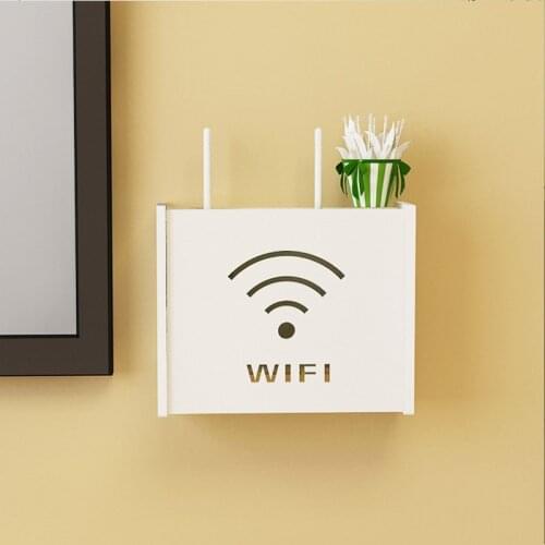 Smile Cat Pattern Wireless Wifi Router Box PVC Wall Shelf Hanging Plug Board Bracket Storage Box EUROPE Style Storage Boxes Bins