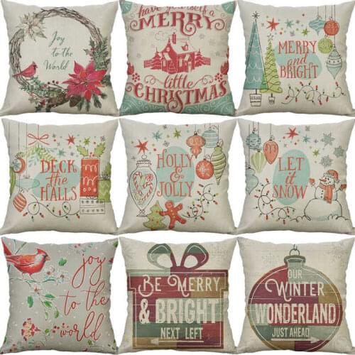 Bird Cover Cotton Christmas 18\" Home Cushion Decor Line Case Pillow Printing