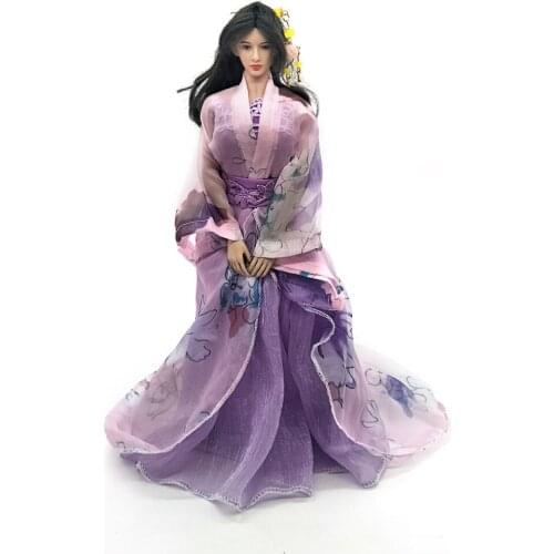 1/6 Scale Purple Long Printed Dress Models for 12''Big Bust Body