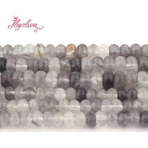 3x6mm 4x8mm Smooth Cloudy Quartz Crystal Stone Rondelle Spacer Loose Beads for DIY Bracelet Jewelry Making 15"Free Shipping