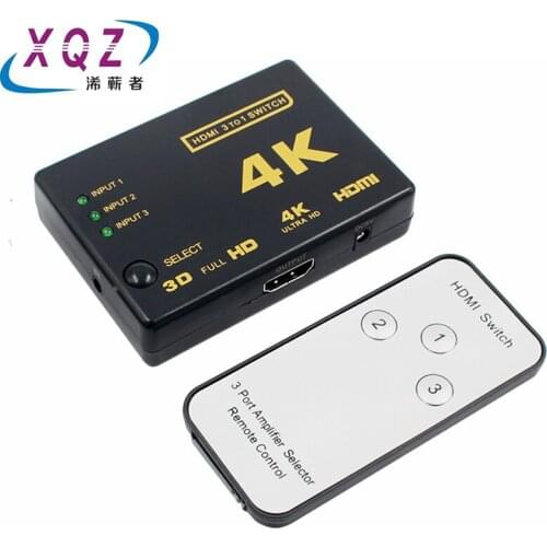 HDMI switch 3port 4K*2K 3 in 1 out with IR remote miniSwitcher HD video switch HDTV DVD switch