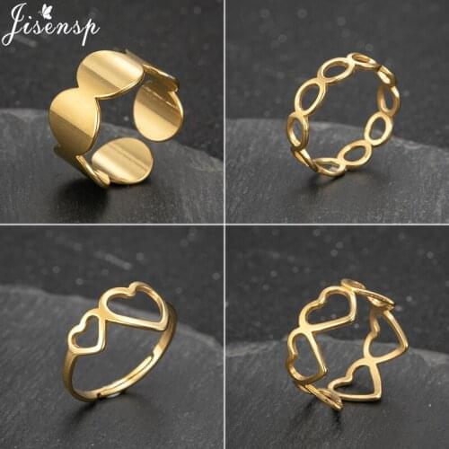Jisensp Hollowed-out Heart Shape Open Ring Design Cute Fashion Love Jewelry for Women Girl Child Gifts Adjustable Finger Ring