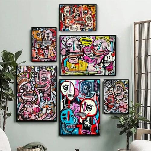 Pictures For Living Room Bedroom Home Decoration Unframed Graffiti Street Art Joachim Abstract Colorful Canvas Painting Wall Art