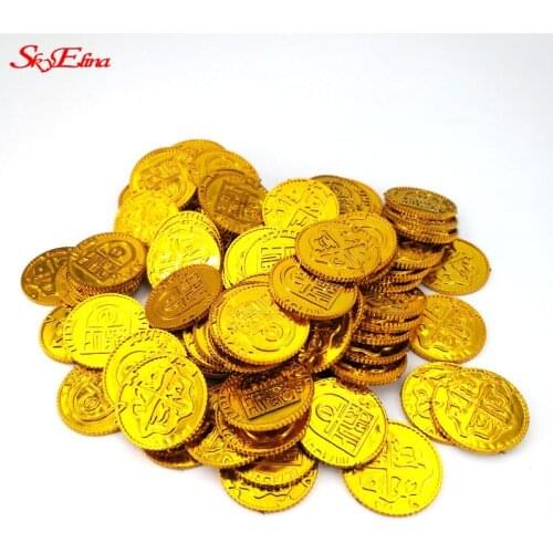 100pc 35mm Collection Plastic Gold Coin Bitcoin Game Coins Kid Toys Home Decor Crafts 9ZHH267