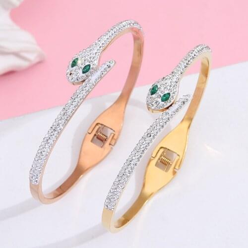 Korean Snake Bracelet for Women Inlaid Zircon Inspired Charms Statement Bracelet Accessories for Women