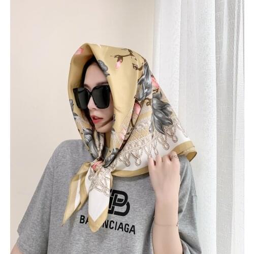 90*90cm square scarf new spring women scarf quality shawl silk fashion scarf headscarf beach sunscreen bag headscarf scarf