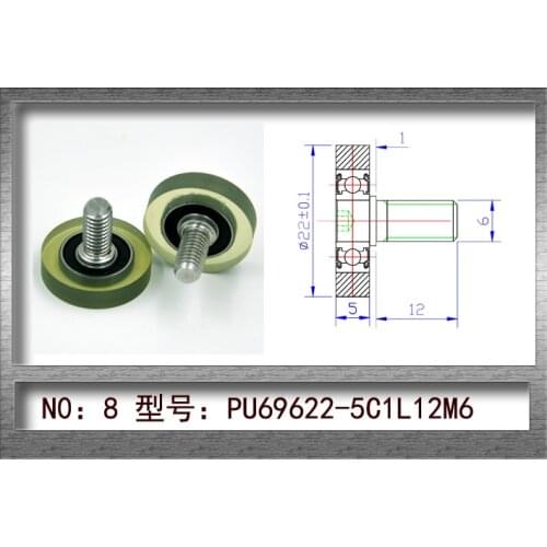 Material PU and slding pulley diameter 22mm,thickness 5mm, package bearings with M6x12 screws (22x5-M6x12) 10pcs/lot