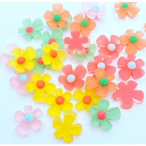 20Pcs Cute Mixed Mini Flower Flat Back Resin Cabochons Scrapbooking DIY Jewelry Craft Decoration Accessorie L11