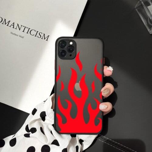 Fashion Green Red Flame Pattern Phone Case For iPhone 11 Pro 12mini XS MAX 7 XR X SE20 8Plus Transparent Hard Cover Matte Coque