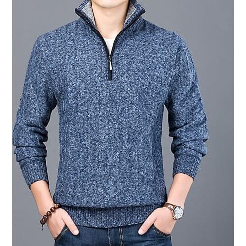 Mens Sweater New Winter Casual Pullover Mens Warm Sweaters Man Slim Stand Collar Knitted Pullovers Male Coats Half Zip Sweater
