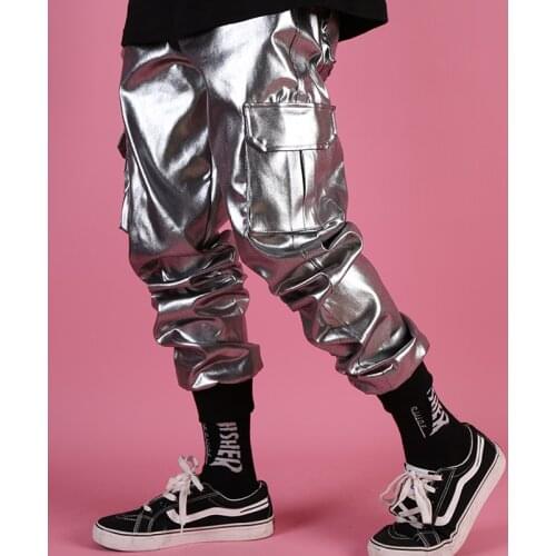 Nightclub Men Dance Costume DJ DS GoGo Silver Pants Hip Hop Outfit Rave Punk Trouser Bar Male Singers Stage Performing Clothes