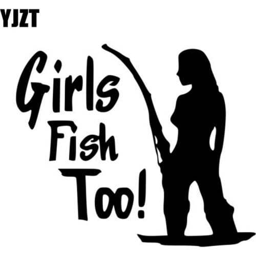 YJZT 16cm*13.5cm GIRLS FISH TOO Fashion Vinyl Car Sticker High-quality Decals Black Silver Accessories C11-0169