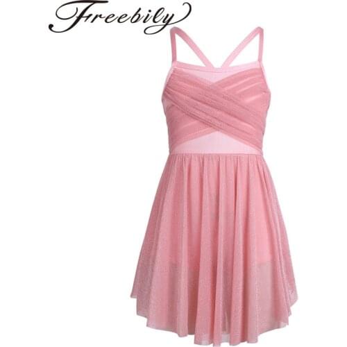 New 4-12 Years Sleeveless Ruffle Glittery Mesh Kids Girl Tulle Ballet Tutu Dress Gymnastics Leotard Dance Wear Girls Clothes